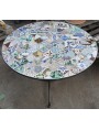 Tavolo in ferro rotondo Ø 120 cm con piastrelle ANTICHE di maiolica