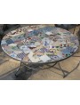 Wrought iront table 164 x 84 cm. with 32 tiles majolica