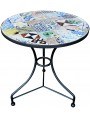 Wrought iront round table with ancient majolica tiles