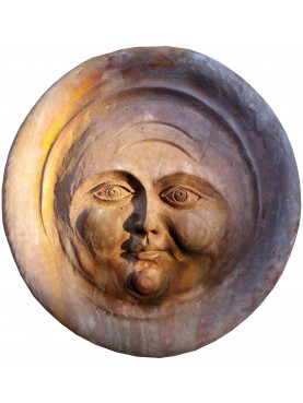 Victorian moon roundel terracotta bas-relief