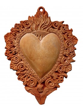 Italian Ex-vote - terracotta - Heart and Curls