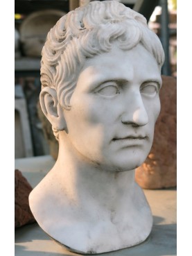 Augusto imperatore - testa in marmo bianco di Carrara - primo imperatore romano