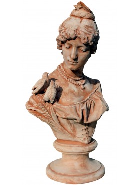 The lady with the little birds - TERRACOTTA BUST