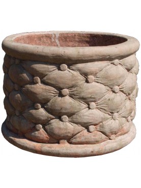 Quilted cylindrical terracotta cachepot