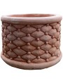 Quilted cylindrical terracotta cachepot big
