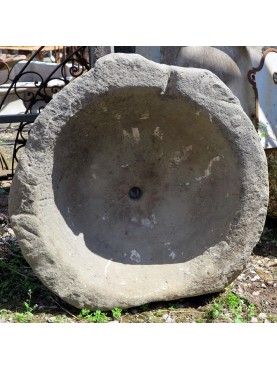 Bacile rotondo in pietra arenaria grigia lavandino antico