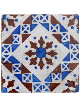 Majolica Tile Blue Manganese White