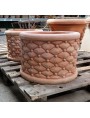 Quilted cylindrical terracotta cachepot big