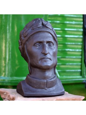 Dante Alighieri, testa in terracotta patinata scura