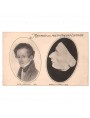 Cartolina commemorativa del XX secolo - A destra la maschera mortuaria in gesso di Giacomo Leopardi
