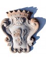 Terracotta coat of arms crowned with rampant lion
