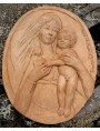 Terracotta oval basrelief "Madonna with child" hand made