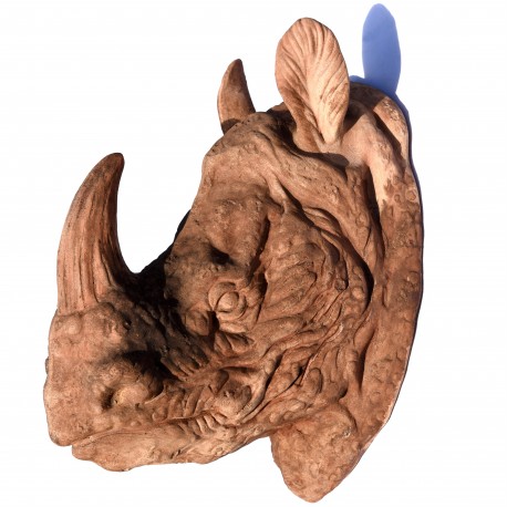 African Rhino head in terracotta