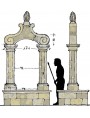Pozzo monumentale in pietra calcarea a due colonne