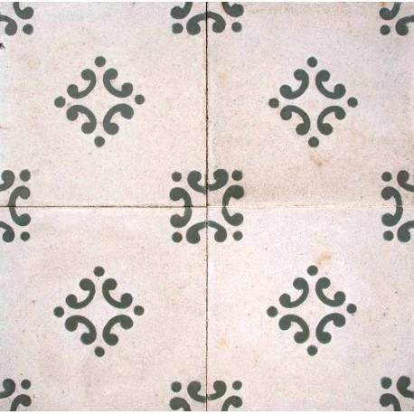 Cementine Idrauliche Decorate Disegno Semplice Bianco Verde