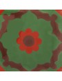 Cementine Idrauliche Decorate Sfondo Verde Fiore Rosso Marrone