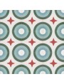 Cement Tiles GREEN CREAM RED Circles and Stars
