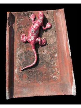 Red salamander on the roof tile