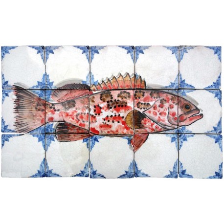 Bluespotted Seabass mjolica fish panel