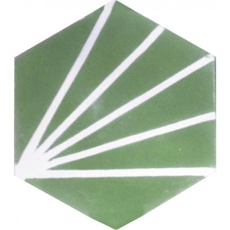 Cement Tiles Hexagonal GREEN WHITE