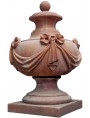 Vaso da pilastro globoso con festone - terracotta Impruneta