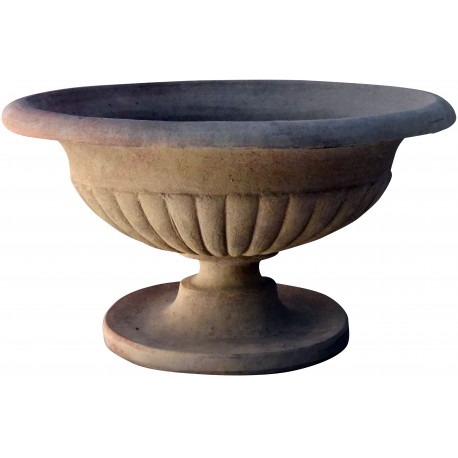 Riproduzione in terracotta di un vaso ovale baccellato Fiorentino
