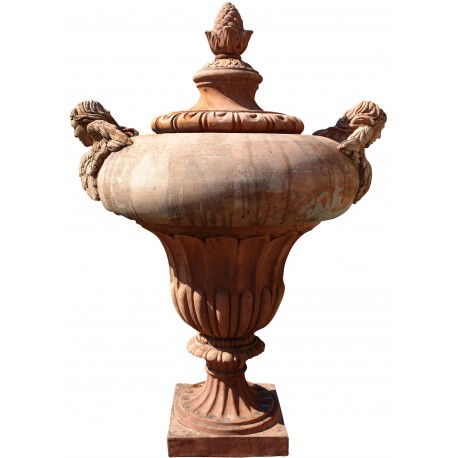 Grande vaso da pilastro con angiolini versanti terracotta
