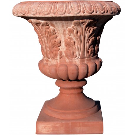 Vaso ornamentale in terracotta a foglie di acanthus
