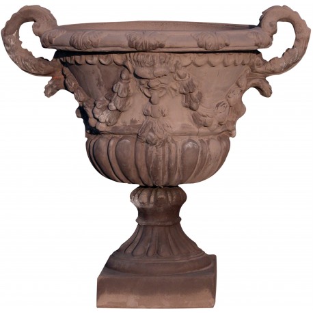 Dark Terracotta ornamental vase from Petroio