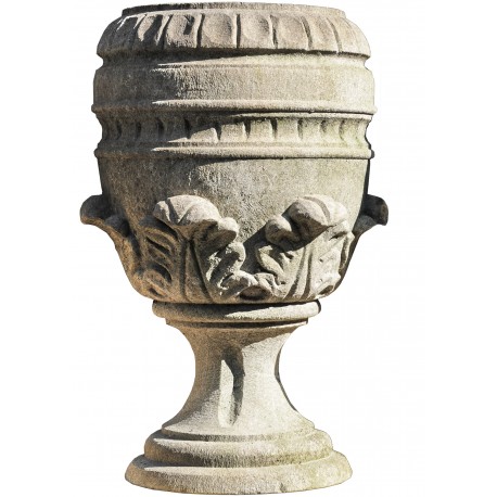 Ornamental vase with achantus leaves hand made