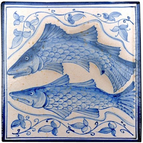 Majolica tiles - fishes from Villa d'Este -Tivoli (Rome)