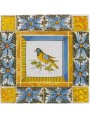 Caltagirone bird majolica tile - small bird panel