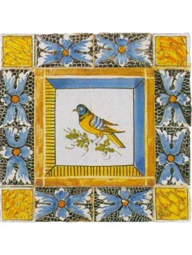 Caltagirone bird majolica tile - small bird panel