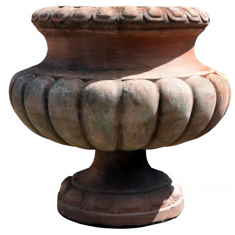 Vaso in terracotta a calice Mediceo - ornamentale baccellato