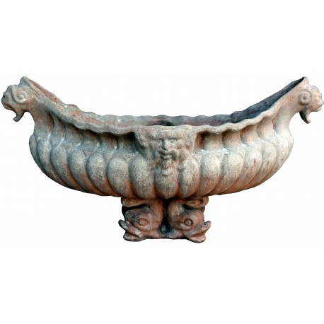 Baroque vase Terracotta oval Boat shape
