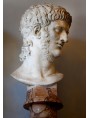 Ancient original Nero bust in Carrara white marble of the Capitoline Museums