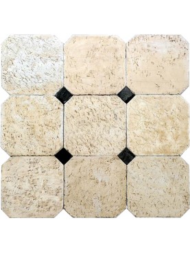 Large Octagons floor tiles in Limestone