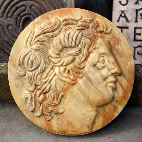 Alexander the great Ammon yellow Siena marble roundel