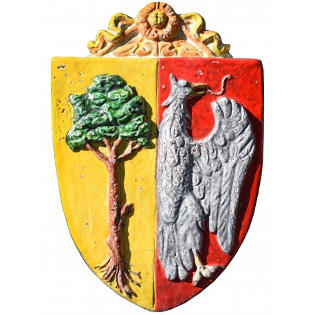 Majolica coat of arms - Della Gherardesca - eagle and tree