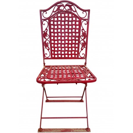 Forged Iron french garden chair - braided sitting