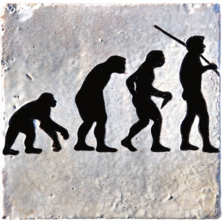 Evolution Tile - human evolution, Darwin maiolica tile