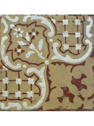 Ancient majolica tile beige and brown