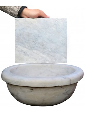 Italian White Carrara marble Stoup with backsplash