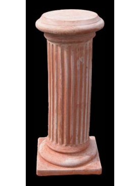 Supporto in terracotta H.76cm/Ø25cm - colonna rigata