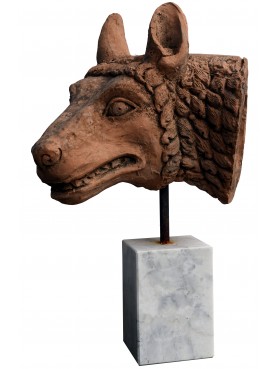 Head of the Roman wolf - patinated terracotta