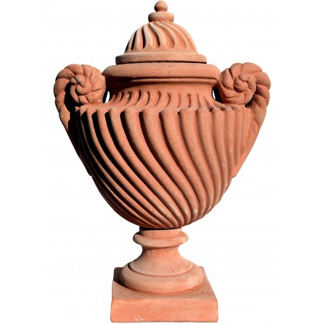 Romanesque strigillated vase - terracotta reproduction of an original ancient vase