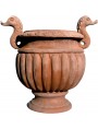 Terracotta Calyx vase with Satyrs