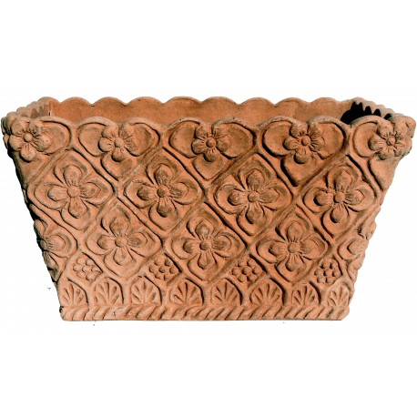 Cassetta in terracotta rettangolare con motivi ornamentali