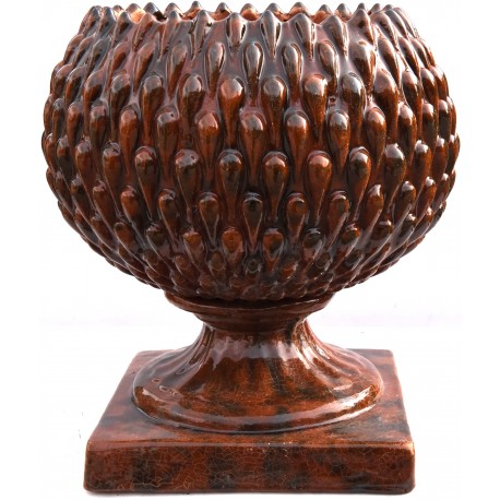 Maiolica pine globe pot