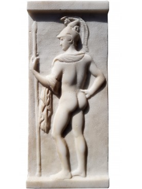 GREEK WARRIOR - statuary marble bas-relief